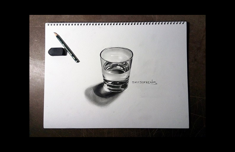 anamorphic glass of water
