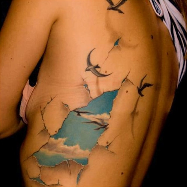 amazing bird 3d tattoo