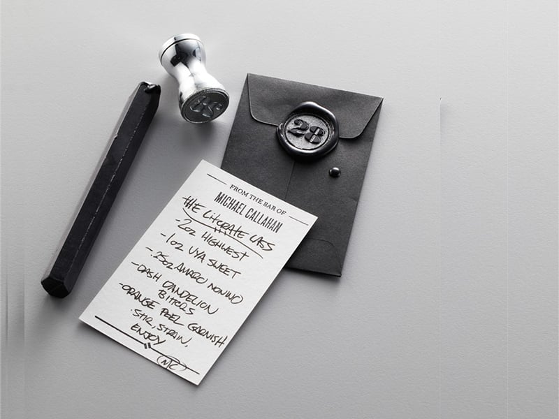envelope design with rubber stamp