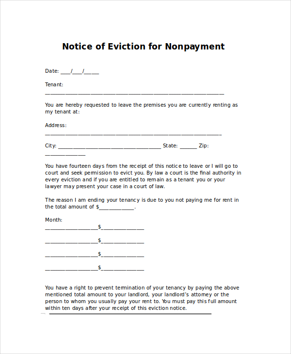 Eviction Letters 11+ Free PDF, Word Documents Download