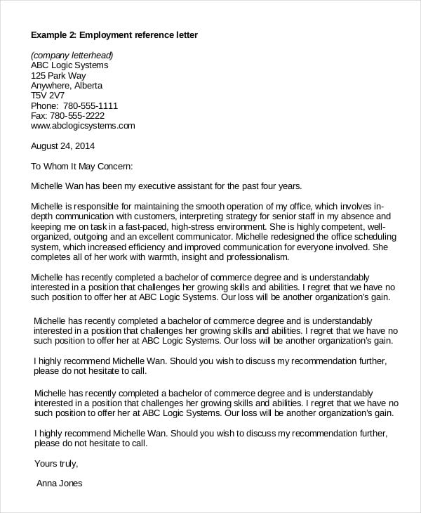 Sample Of A Reference Letter For Employment from images.template.net
