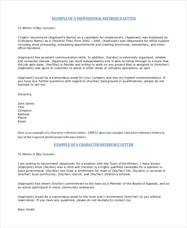Rep Letters With Experts Example Professional Reference Letter - 16+ Sample, Example, Format