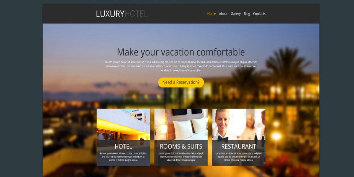 modern bootstrap theme for hotel business