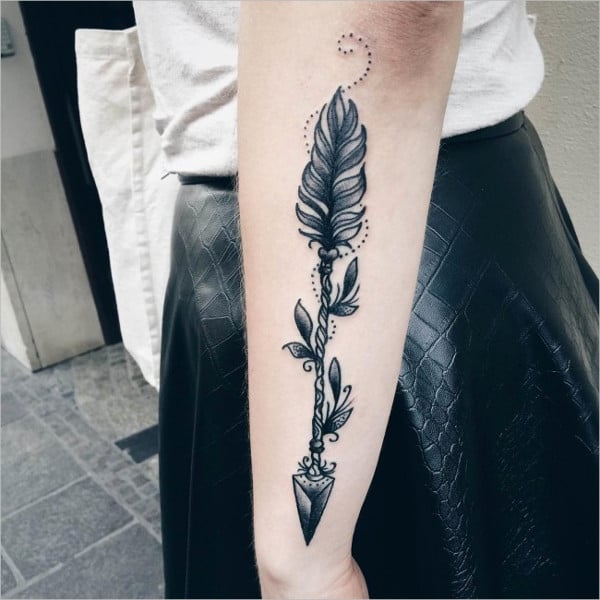 floral design arrow tattoo