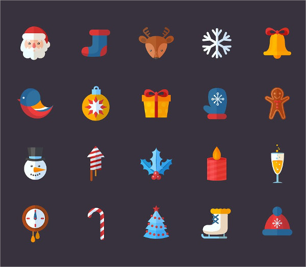 christmas flat icons set