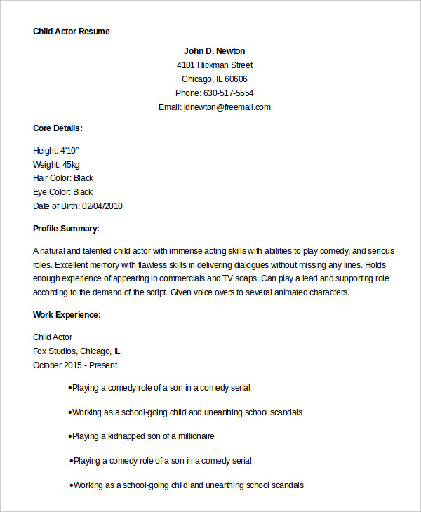 10 Actor Resume Examples Pdf Doc Free Premium Templates