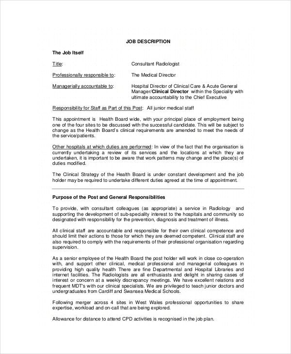 10+ Radiologist Job Description Templates PDF, DOC