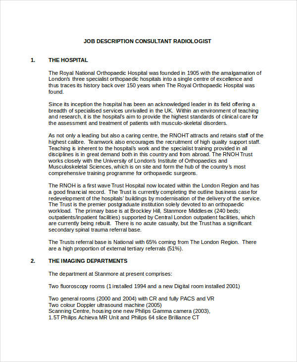 10+ Radiologist Job Description Templates PDF, DOC
