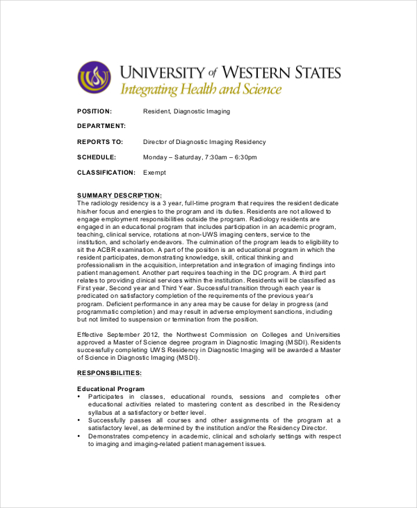 10+ Radiologist Job Description Templates PDF, DOC