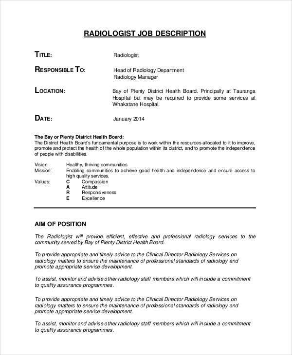 10+ Radiologist Job Description Templates PDF, DOC