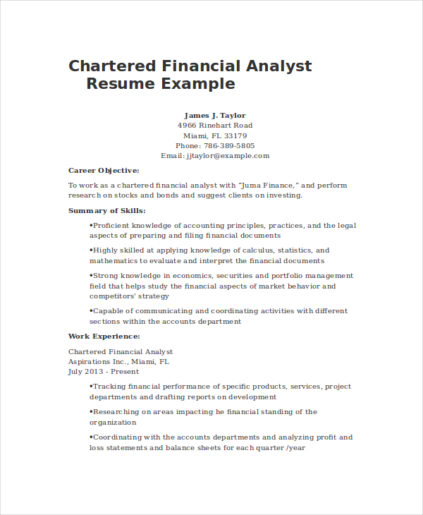 Financial Analyst Resume - 12+ PDF, Word Documents Download