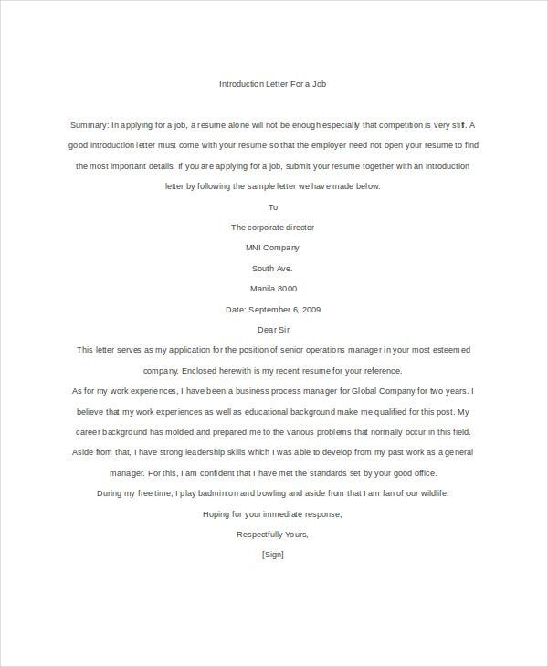18+ Letter of Introduction Examples - PDF, DOC