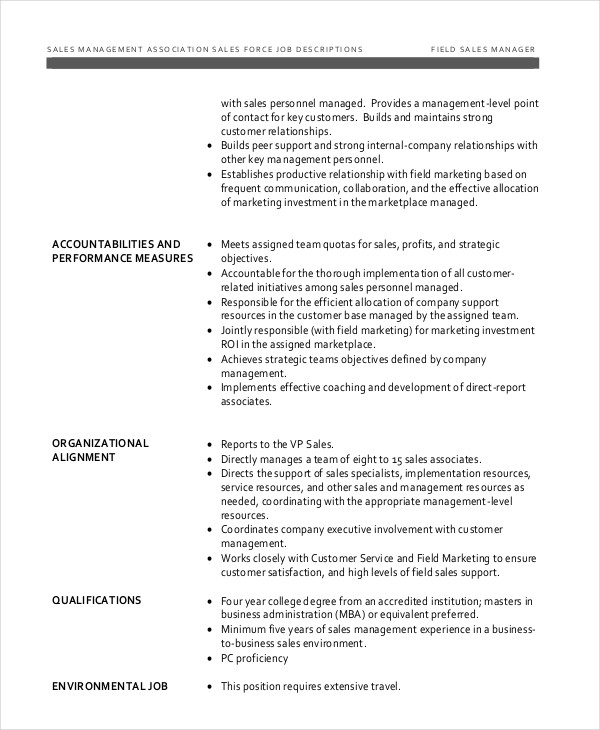 12+ Sales Job Description Templates PDF, DOC