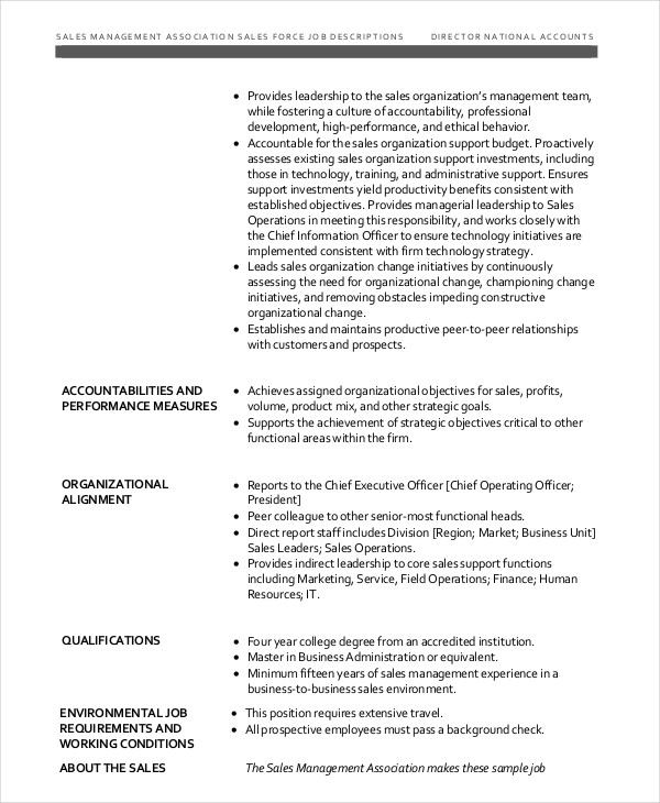 12+ Sales Job Description Templates PDF, DOC