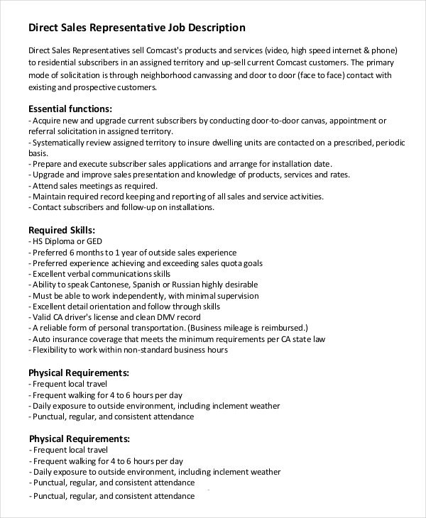12+ Sales Job Description Templates PDF, DOC