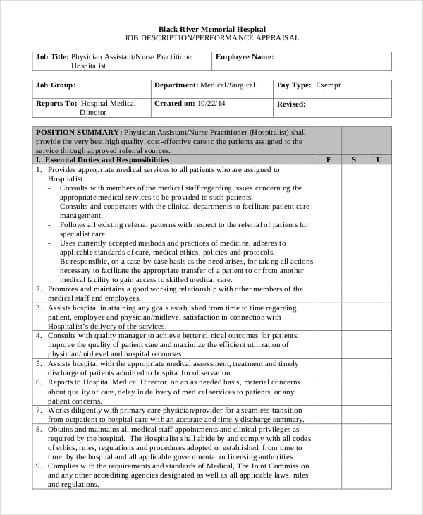 Physician Job Description Free Sample, Example, Format