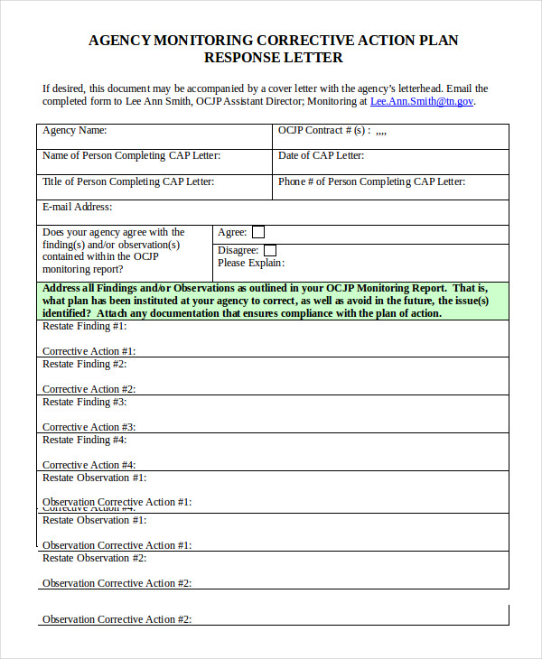 Printable Corrective Action Plan Template Word Rwanda 24