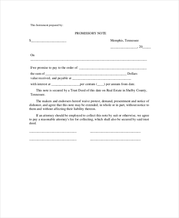 promissory note real estate in pdf