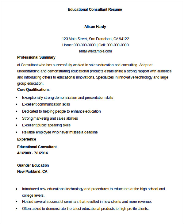 10+ Education Resume Templates - PDF, DOC