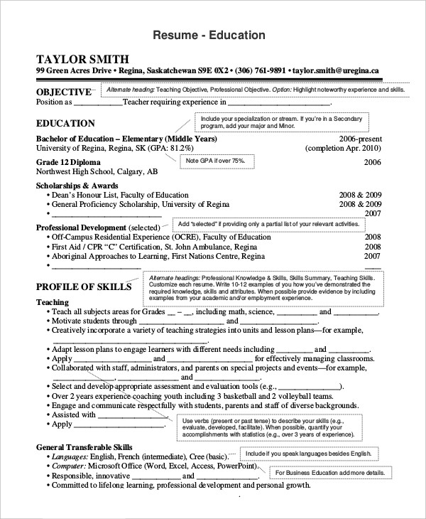 write education in resume