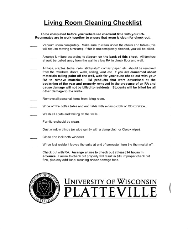 Cleaning Checklist - 31+ Word, PDF, PSD Documents Download | Free