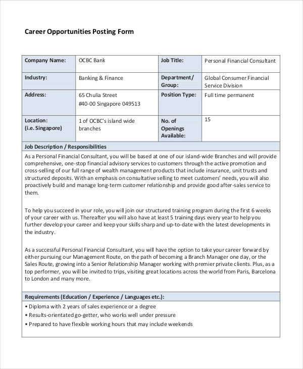 11+ Consultant Job Description Templates