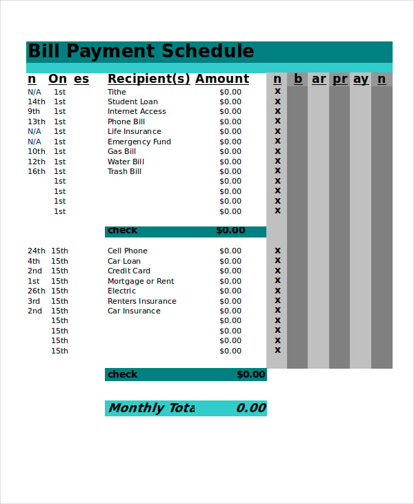 excel bill payment schedule template1