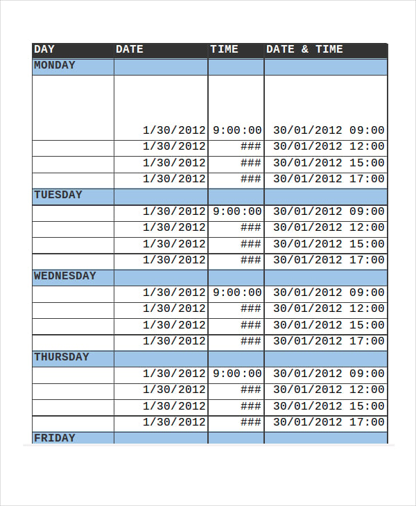 social media publishing schedule template excel