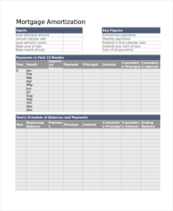 mortgage amortization schedule excel template1
