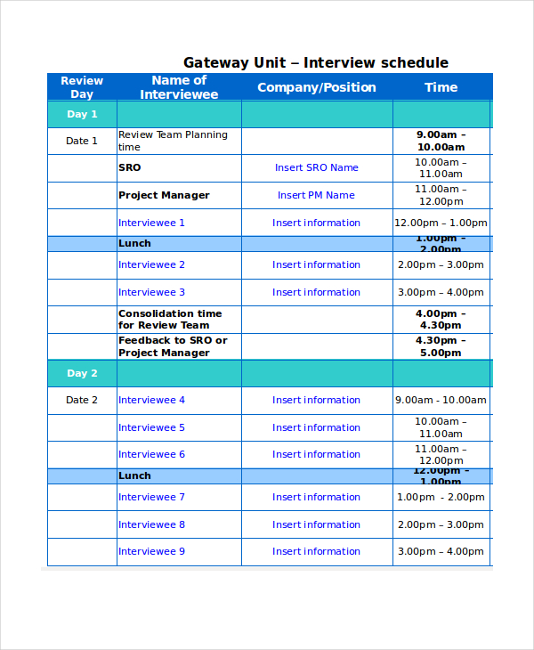 13 Sample Excel Schedule Templates Free Example Format Free