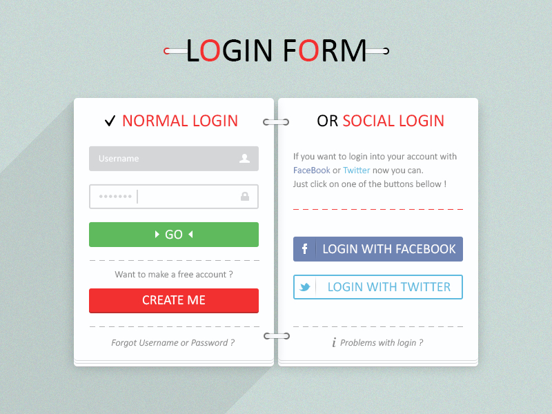 web form with buttons