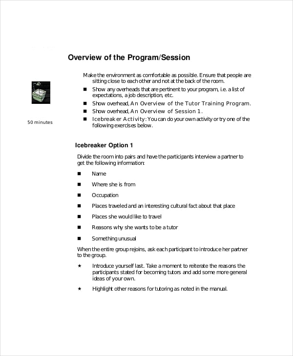 tutor training manual template