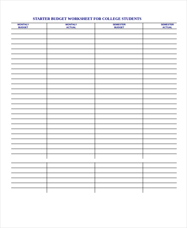 Printable Budget Worksheet - 22+ Free Word, Excel, PDF ...