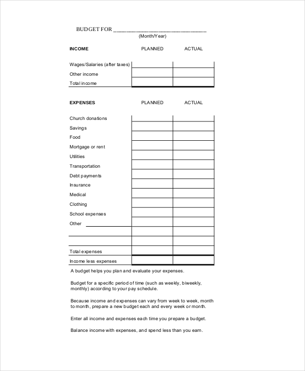 Printable Budget Worksheet - 23+ Word, Excel, PDF Documents Download ...