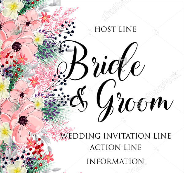pink flower wedding invitation