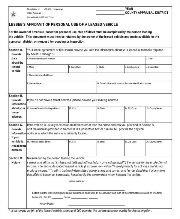 auto lease contract form
