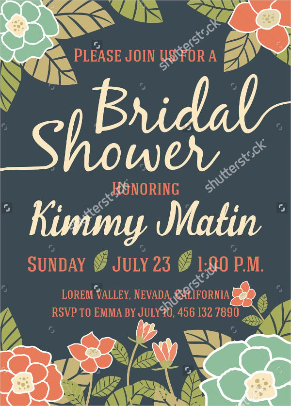 floral bridal shower invitation card template