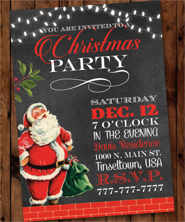 DIY Print Custom Christmas XMAS Santa Claus Holidays Party Invitations 