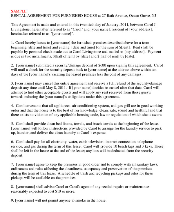 House Rental Agreement - 14+ Word, PDF Documents Download