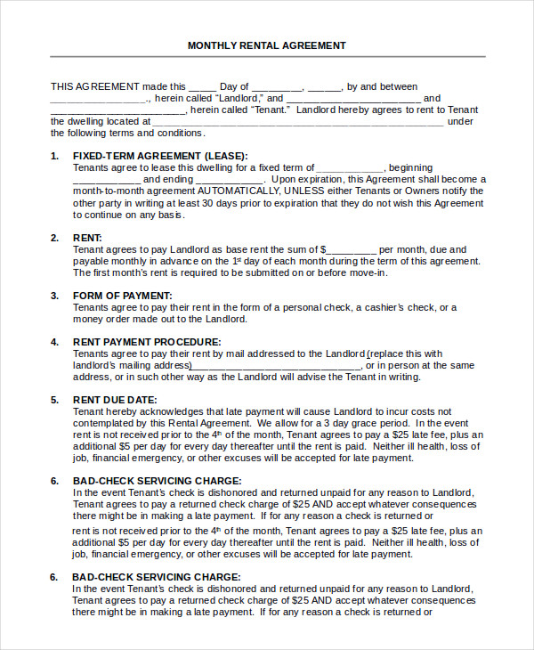 House Rental Agreement - 14+ Word, PDF Documents Download