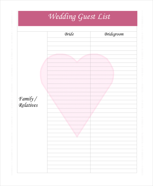 Wedding Guest List Template 9 Free Word Excel PDF Documents Download