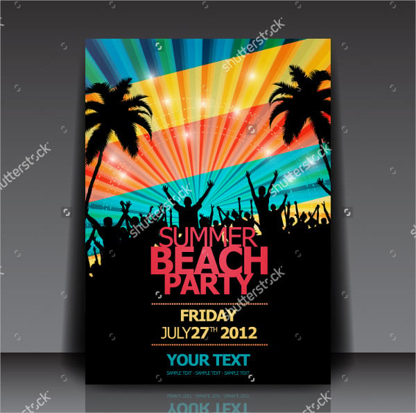 retro summer beach party flyer
