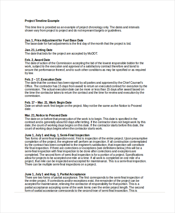 project timeline example