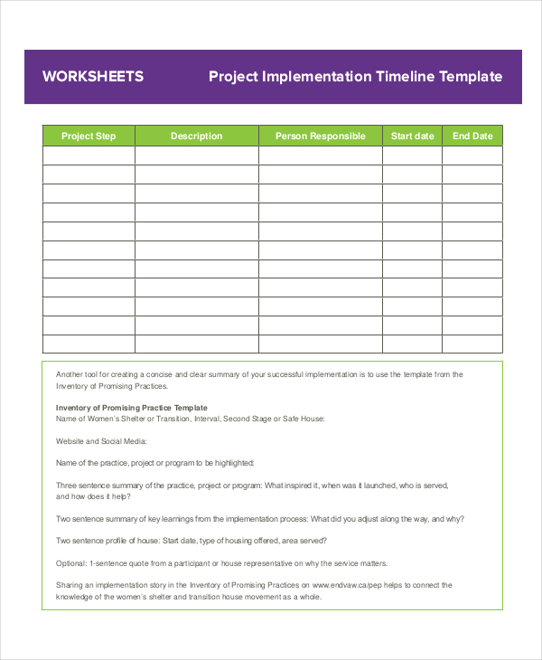 project implementation timeline template