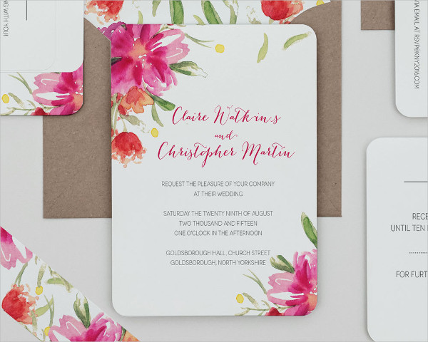 bright floral wedding invitation template