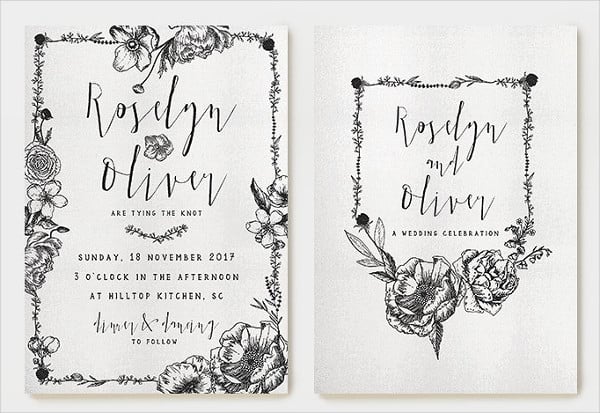 elegant flower wedding invitation