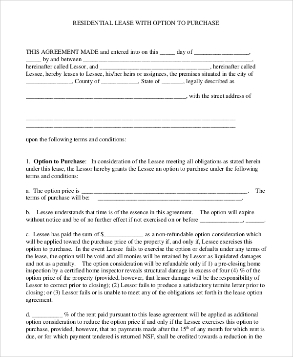 9+ Lease Purchase Agreement - Word, PDF, Google Docs, Apple Pages