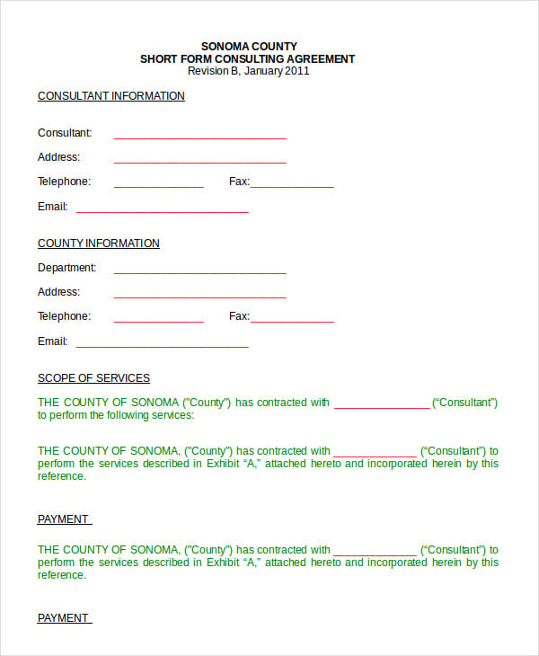 sample short form consulting agreement
