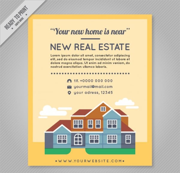 real estate flyer with cute houses