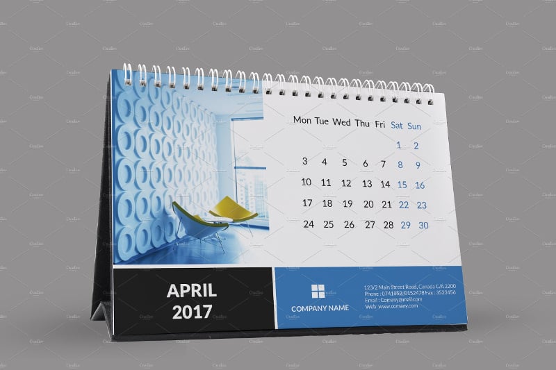 office desk calendar template 2017